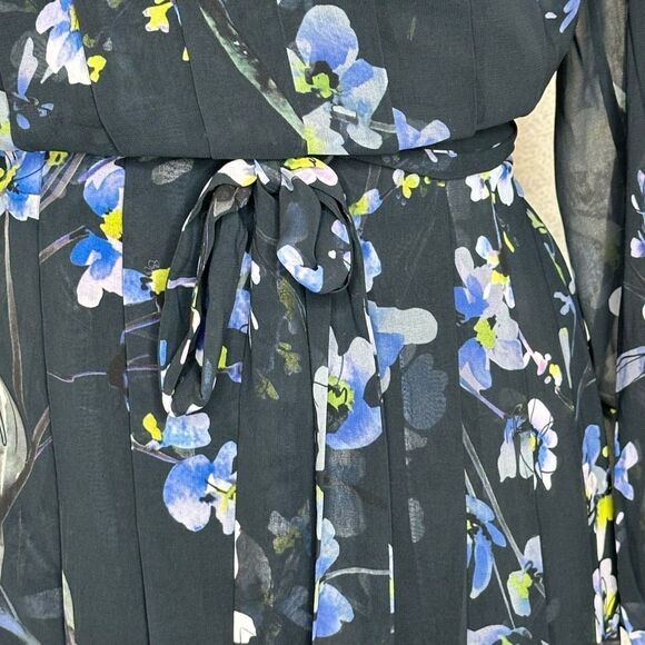 Reiss Navy Blue Nettie Floral Belted Mini Dress| Size 12 - Picture 3 of 11